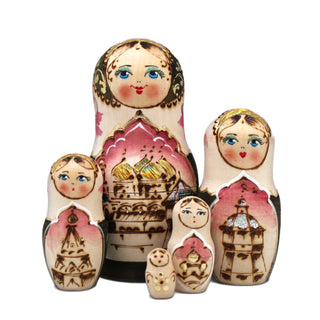 Golden Cathedral Matreshka Nesting Hand-Painted Doll Set of 5 by G. DeBrekht - Christmas Decor - 140122-2
