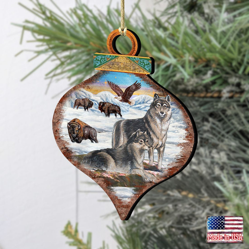 Wolves Drop Wooden Ornaments by G. DeBrekht - Wildlife Holiday Decor - 8035219