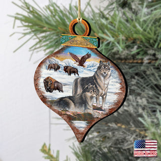 Wolves Drop Wooden Ornaments by G. DeBrekht - Wildlife Holiday Decor - 8035219