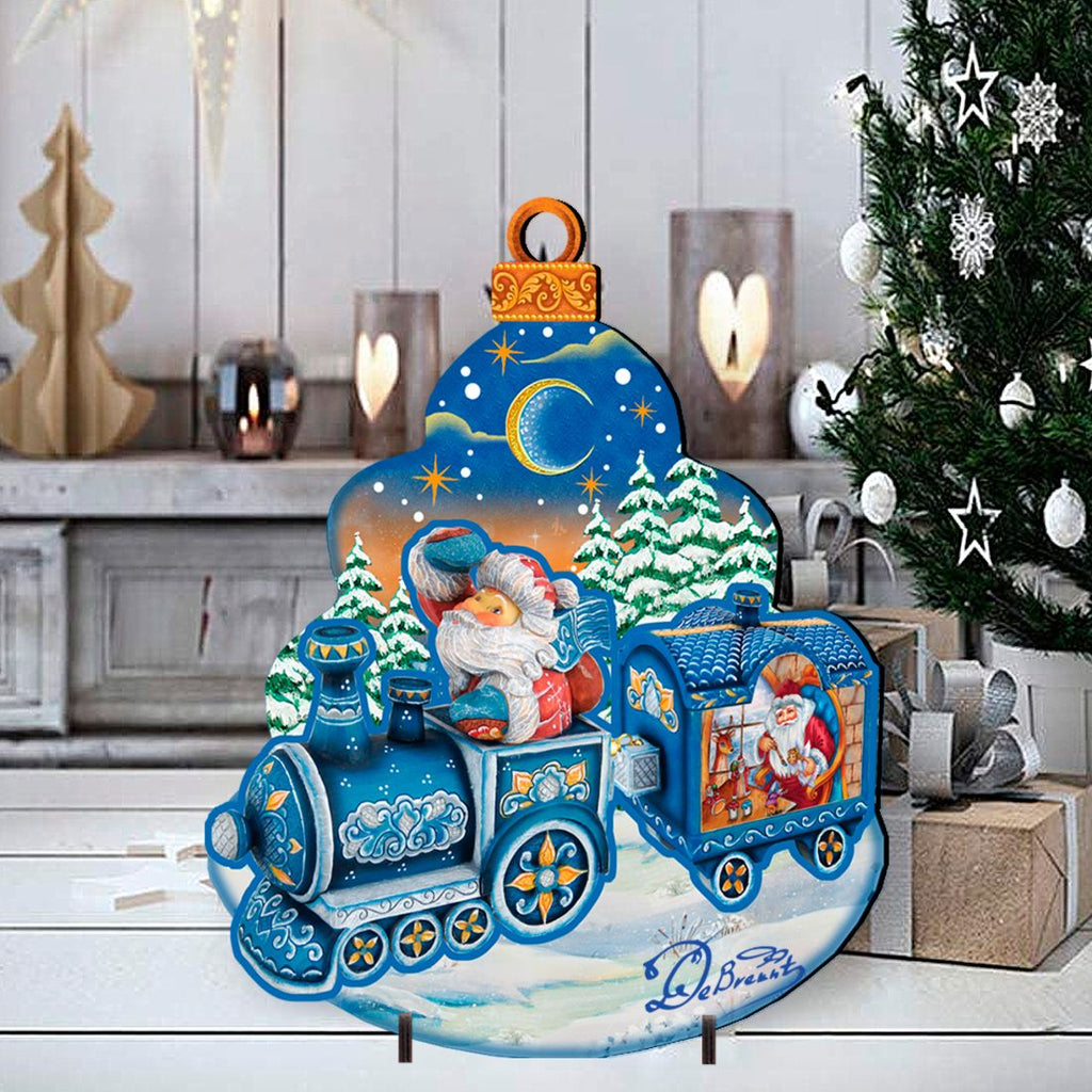 Santa Arrival Christmas Outdoor Yard Sign by G. DeBrekht - Christmas Santa Snowman Decor - 8112180F