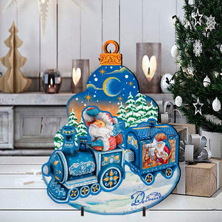 Santa Arrival Christmas Outdoor Yard Sign by G. DeBrekht - Christmas Santa Snowman Decor - 8112180F