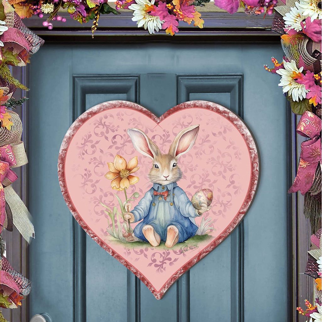 Easter Bunny Heart Holiday Door Decor by G. Debrekht - Easter Spring Decor - 8652780H