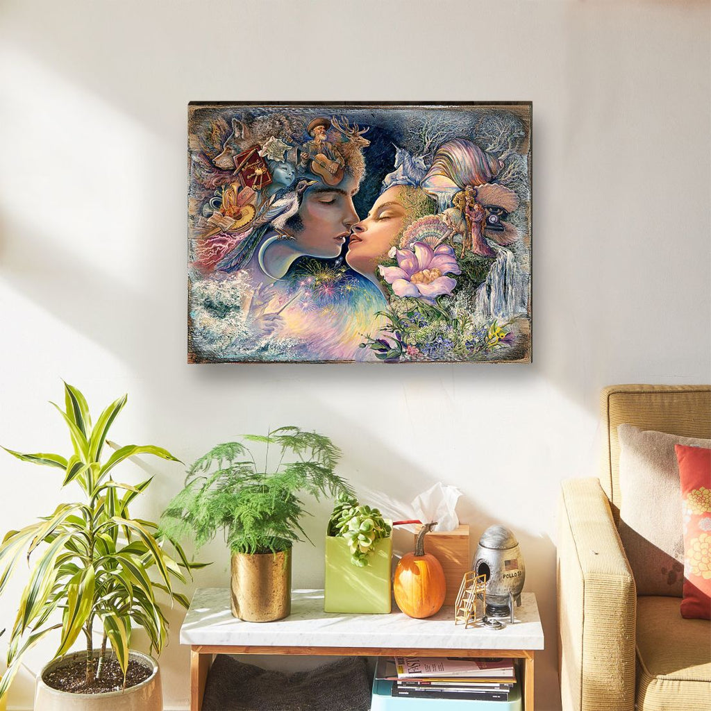 Prelude to a Kiss Fantasy Wooden Wall Art by Josephine Wall - Fantasy Decor - 852150-JW