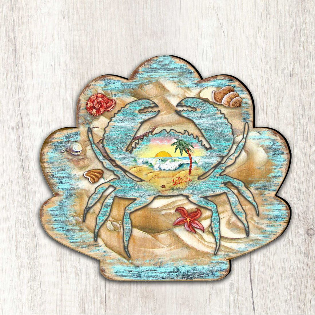 Seashell Crab Coastal Outdoor Decor Large Ornament by G. DeBrekht - Coastal Holiday Decor - 8198549-2M