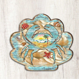 Seashell Crab Coastal Outdoor Decor Large Ornament by G. DeBrekht - Coastal Holiday Decor - 8198549-2M