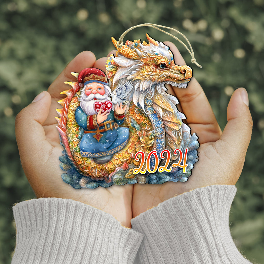 Santa with Dragon Wooden Ornaments by G. Debrekht Christmas Decor - 8611088-24