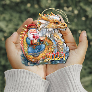 Santa with Dragon Wooden Ornaments by G. Debrekht Christmas Decor - 8611088-24