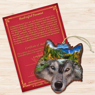 Wolf Face Wooden Ornaments by G. DeBrekht - Wildlife Holiday Decor - 8198227-4