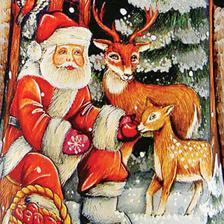 Deer Friend Father Frost Santa Hand-Painted WOODCARVED Masterpiece by G. DeBrekht - Christmas Decor - 241124