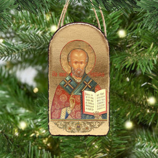 Saint Nicholas Religious Orthodox Sacred Icon Ornament - Inspirational Icon Decor - 87021
