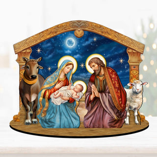 Holy Family Nativity Scene Decorative Village Eco Wood Set by G. Debrekht Nativity Holiday Decor - 852764