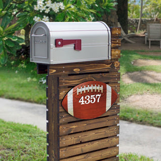 Football Wooden Custom House Number Sign - Love Family Kids Decor - Handcrafted Wooden Handcrafted Wooden Address Sign - MA989802