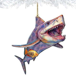 Coastal Christmas Decor - Shark Wooden Ornaments by G.Debrekht Coastal Holiday Decor - 8688201