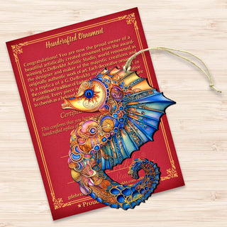 Nautical Christmas Ornaments - Mosaic Seahorse Wooden Ornaments by G.Debrekht Coastal Holiday Decor - 8688191