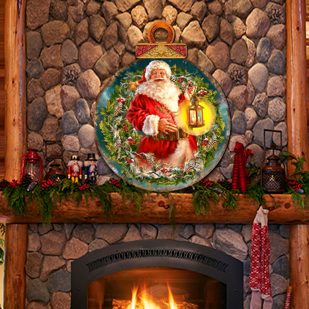 Enchanted Ball Christmas Wreath Santa Door Decor by D. Gelsinger - Christmas Santa Snowman Decor - 8021051H-1003