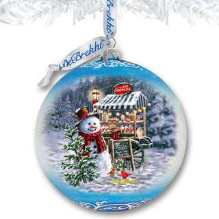Hot Cocoa Magic - Frosty Fun Lg Glass Ornament by D. Gelsinger - Christmas Santa Snowman Decor - 73935-DG