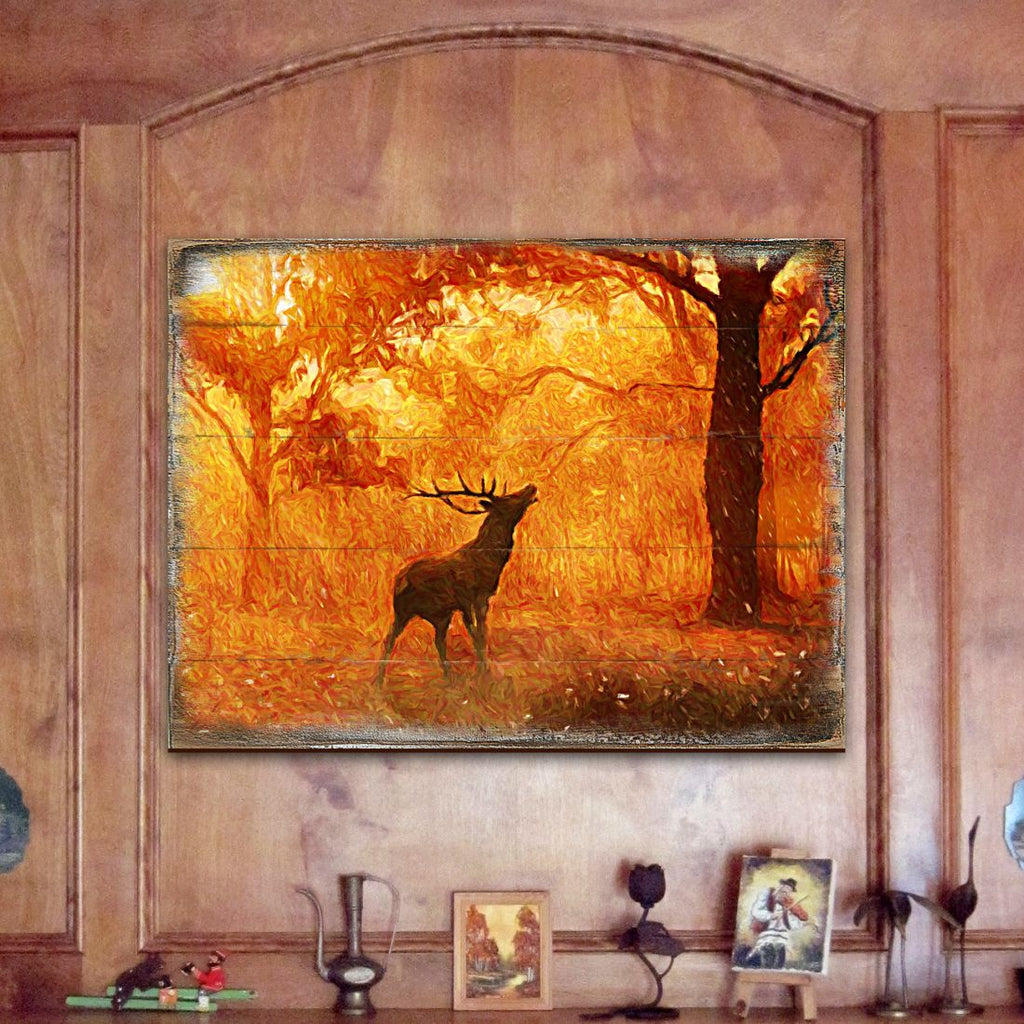 Forest Fire Art Wooden Wall Art by Nature Wonders - Nature Wildlife Decor - 95291B