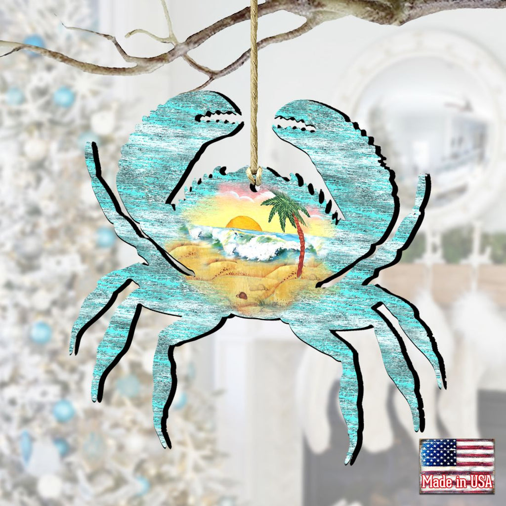 Crab Wooden Ornaments by G. DeBrekht - Coastal Holiday Decor - 8198511