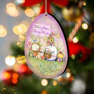 Bunny Garden Gnome Egg Wooden Ornaments by Susan Winget - Easter Spring Decor - 8471121-SW