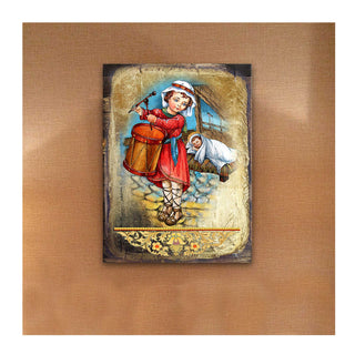 Drummer Boy Wooden Gold Plated Religious Christian Sacred Icon - Inspirational Icon Decor - 85044