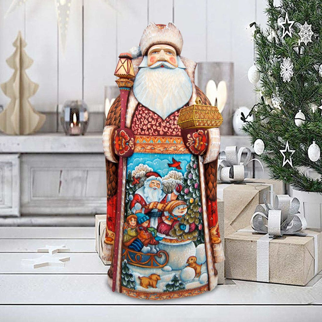 Towards Xmas Santa Blue Hand-Painted WOODCARVED Masterpiece by G. DeBrekht - Christmas Decor - 241133
