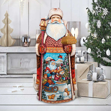 Towards Xmas Santa Blue Hand-Painted WOODCARVED Masterpiece by G. DeBrekht - Christmas Decor - 241133