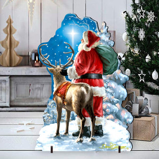 Starry Night Santa Christmas Outdoor Decor by D. Gelsinger - Christmas Santa Snowman Decor - 8461020F-1713