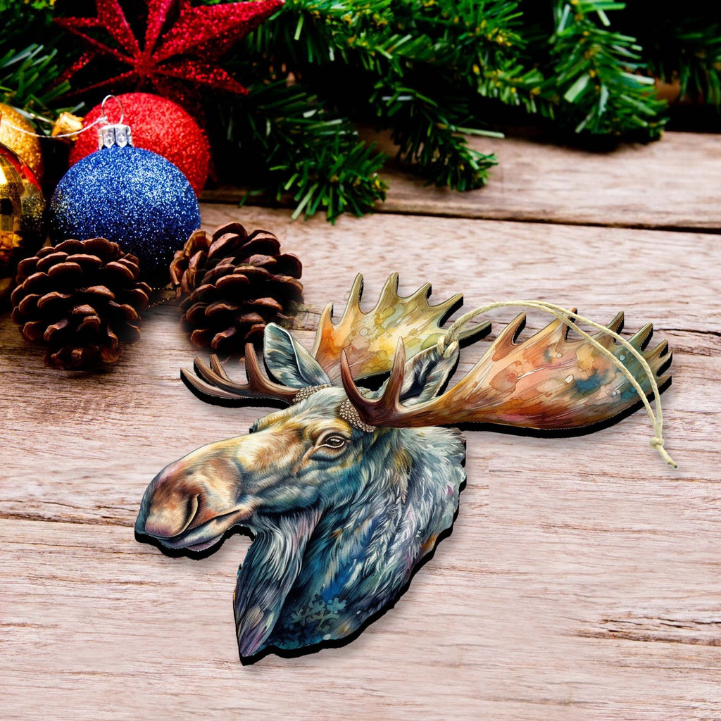 Alaskan Majestic Moose Wooden Ornaments by G.Debrekht - Wildlife Holiday Decor - 8710108-1
