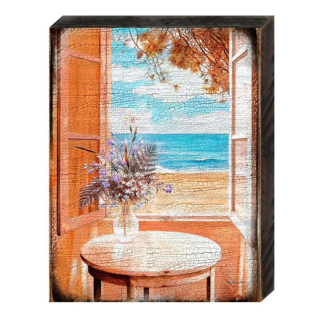 South Perth Window View Wooden Coastal Wall Art by Nature Wonders - Coastal Sea-Life Decor - 95313B