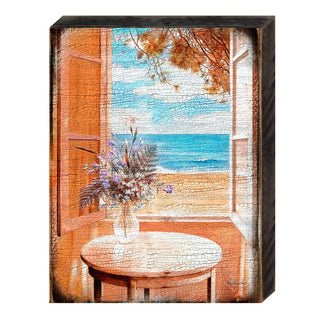 South Perth Window View Wooden Coastal Wall Art by Nature Wonders - Coastal Sea-Life Decor - 95313B