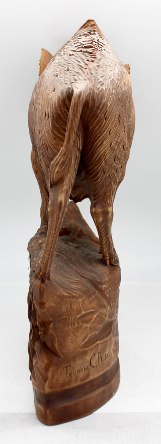 One-of-a-Kind Boar WOODCARVED Handpainted Figurine 15