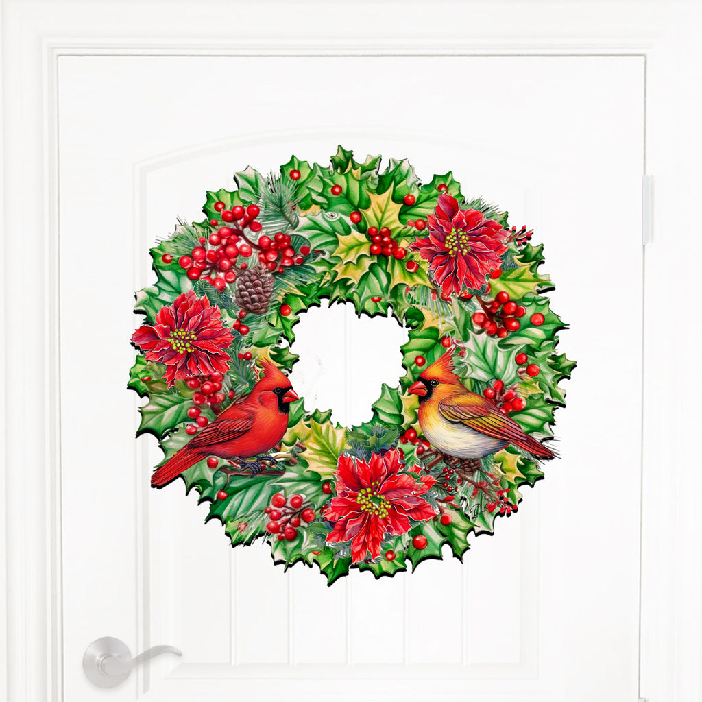 Holiday Cardinal Garland Wreath Holiday Door Decor by G. Debrekht - Christmas Decor - 8611070H