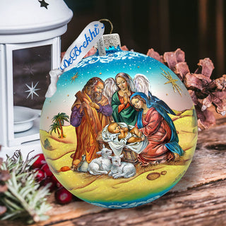 Nativity Ball in Blue Glass Ornament Limited Edition by G. DeBrekht - Nativity Holiday Decor - 73863