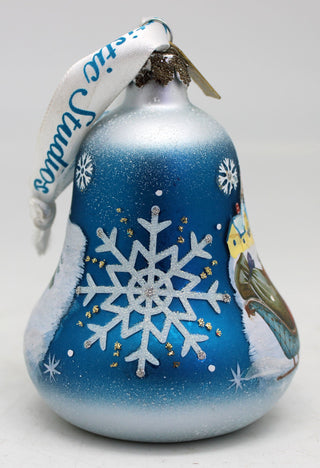 One-of-a-Kind Santa on Sleigh Bell Glass Ornament 3.5
