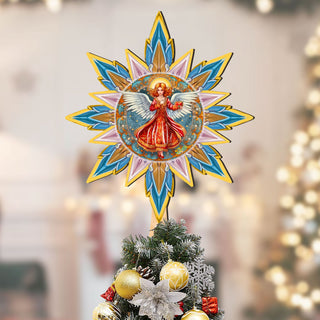 Angel with Love Star Tree Topper Wooden Decor by G. Debrekht - Nativity Holiday Decor - 89508