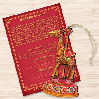 Carousel Giraffe Christmas Wooden Ornaments by G. DeBrekht - Carousel Holiday Decor - 8114048
