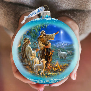 Shepherds Keeping Watch Lg Glass Ornament by D. Gelsinger - Nativity Holiday Decor - 73954