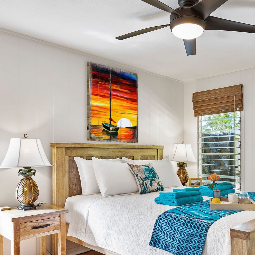 Alberty Sailboat Sunset Wooden Coastal Wall Art by Nature Wonders - Coastal Sea-Life Decor - 95323B