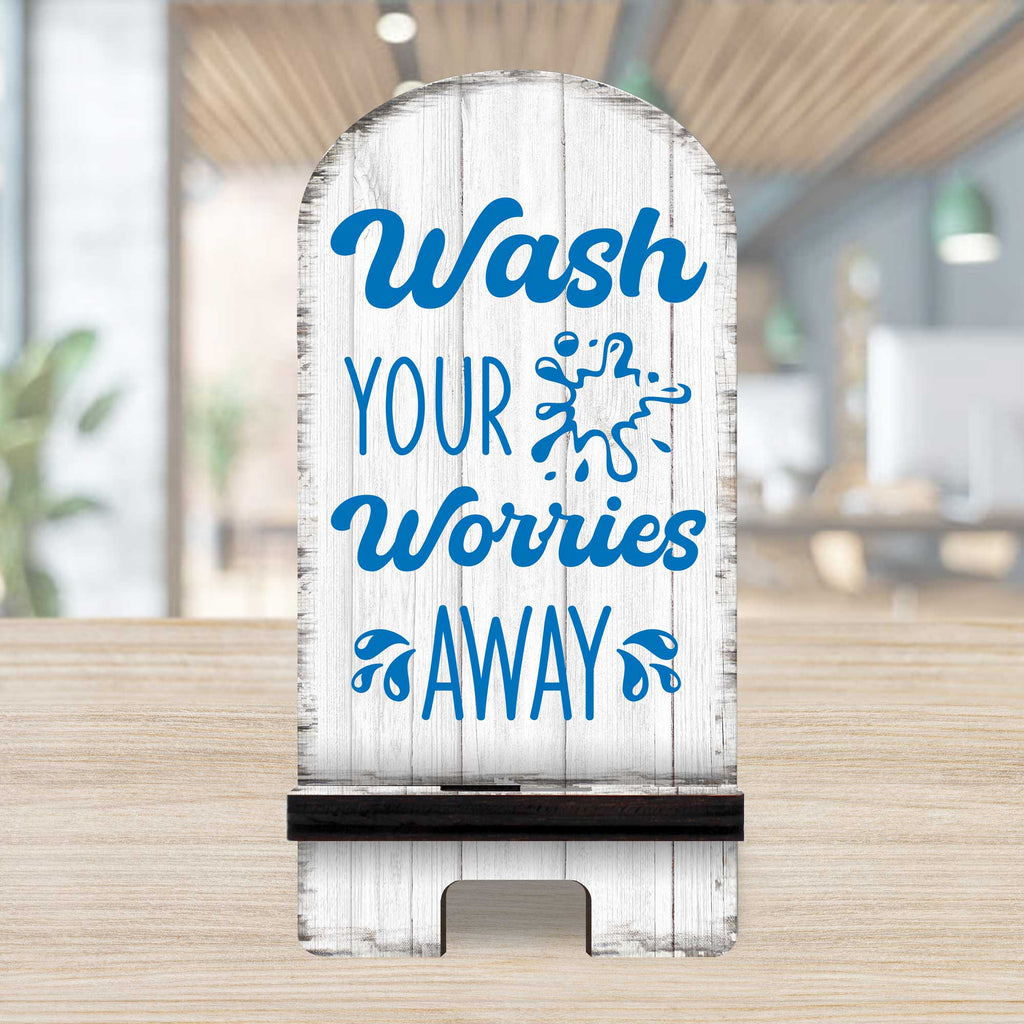 Worries Away Cell Phone Stand Family Decor Wood Mobile Tablet Holder Charging Station Organizer - 892065