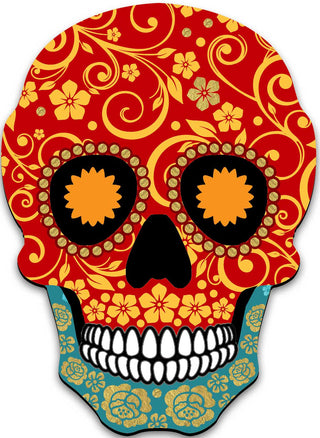 Day of The Dead Decorated Skull Halloween Door Decor by G. DeBrekht - Thanksgiving Halloween Decor - 8198443-2H