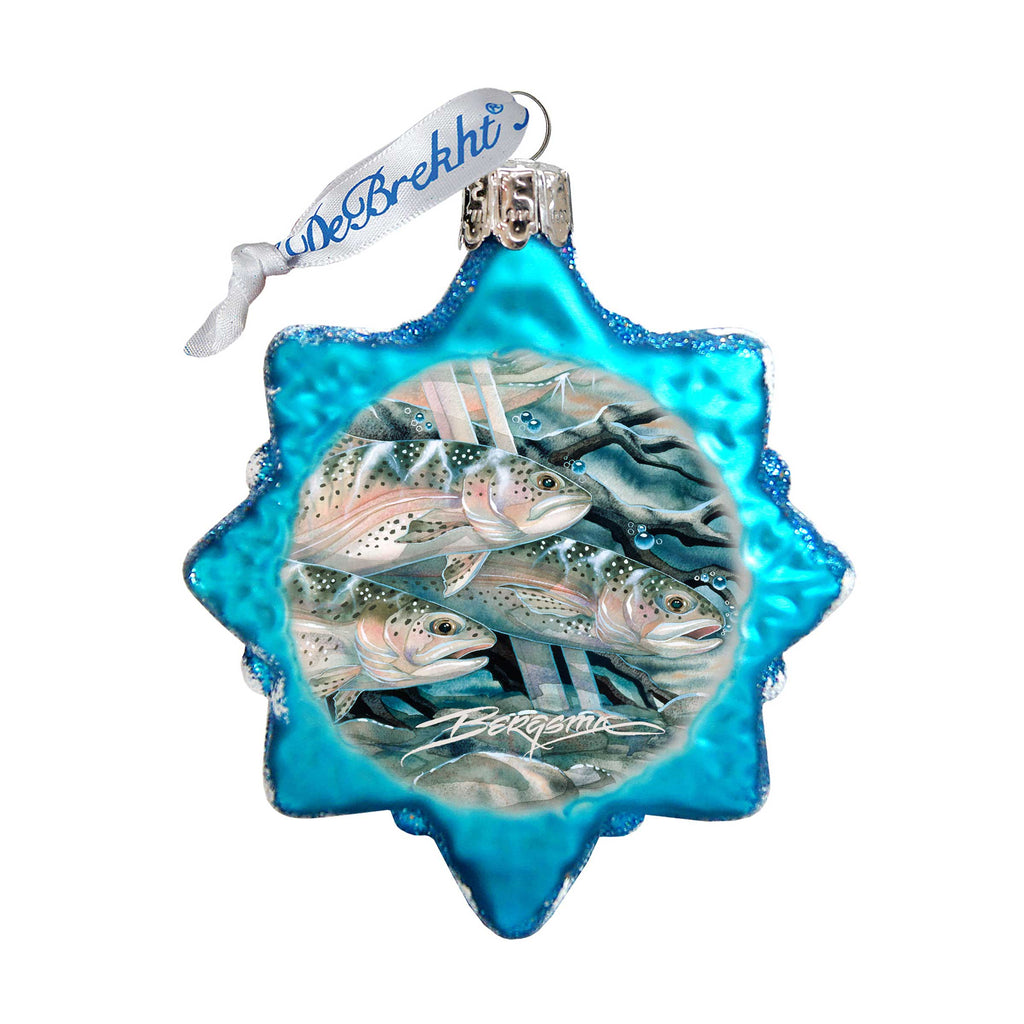 Catch the Rainbow Trout Mercury Glass Ornament by J. Bergsma - Wildlife Holiday Decor - 7783674-JB