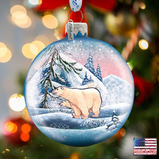 Polar Ice Ball Glass Ornament by G. DeBrekht - Wildlife Holiday Decor - 73411