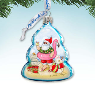 Santa with Flamingo Toy Mercury Glass Ornaments by Susan Winget - Christmas Decor - 776040-SW