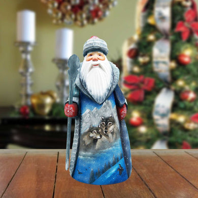 Adoration Santa and Nutcracker Hand-Painted WOODCARVED Figurine by G. DeBrekht - Wildlife Holiday Decor - 8214453