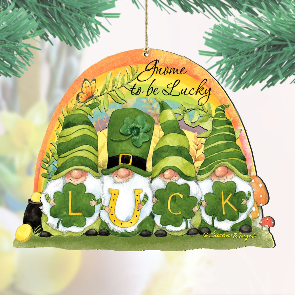 St Patrick's Gnomes Wooden Ornaments by Susan Winget - Celtic Decor - 8471110-SW
