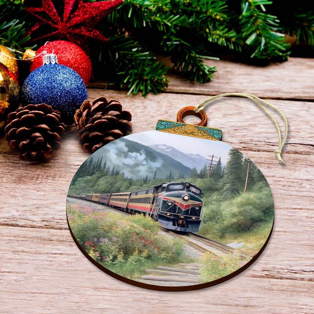 Alaska Mountain Express Wooden Ornaments by G.Debrekht - Wildlife Holiday Decor - 870041