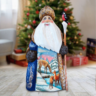 Santa Deer Crossing Santa Hand-Painted WOODCARVED Masterpiece by G. DeBrekht - Wildlife Holiday Decor - 8215947