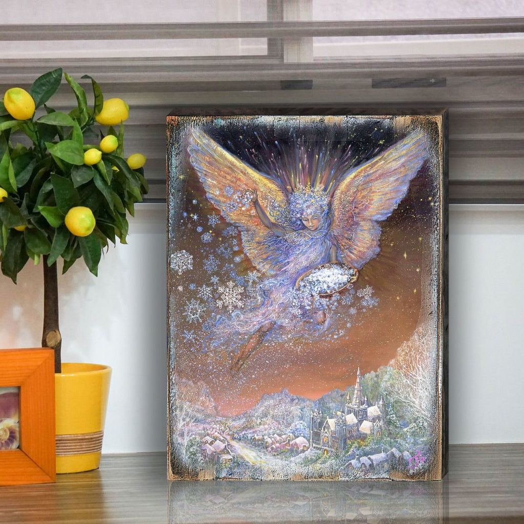 Snow Angel Fantasy Wooden Wall Art by Josephine Wall - Fantasy Decor - 852151-JW