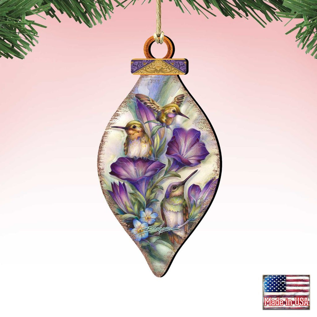 Everlasting Friendship Hummingbirds Wooden Ornaments by J. Bergsma - Wildlife Holiday Decor - 8591936-JB