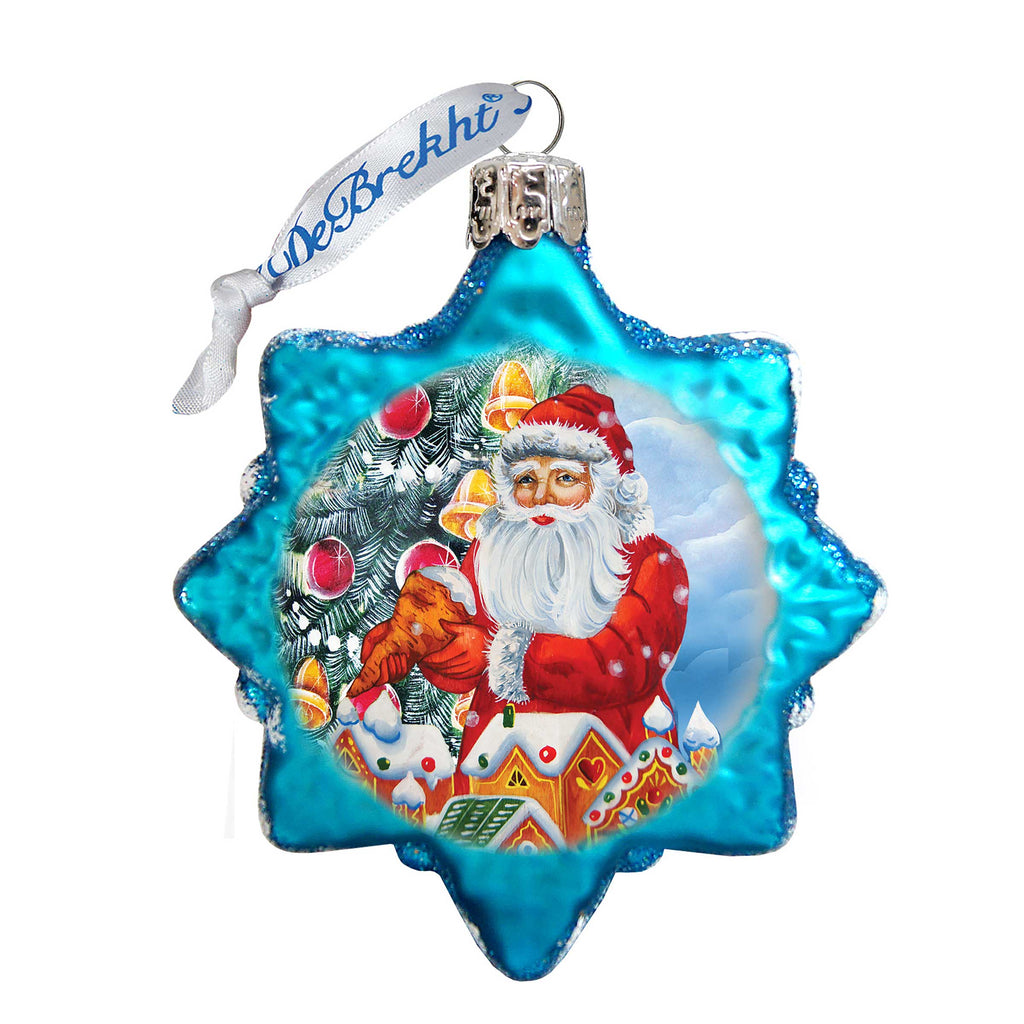 Santa Gingerbread House Mercury Glass Ornament by G. DeBrekht - Christmas Santa Snowman Decor - 773012